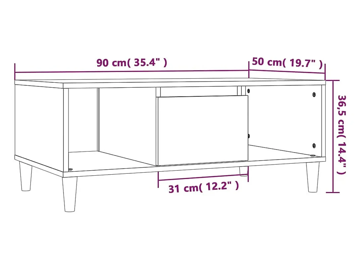 Mesa De Centro|vidaxl Mesa de centro 90x50x36,5 cm derivados madeira cimento Cinzento