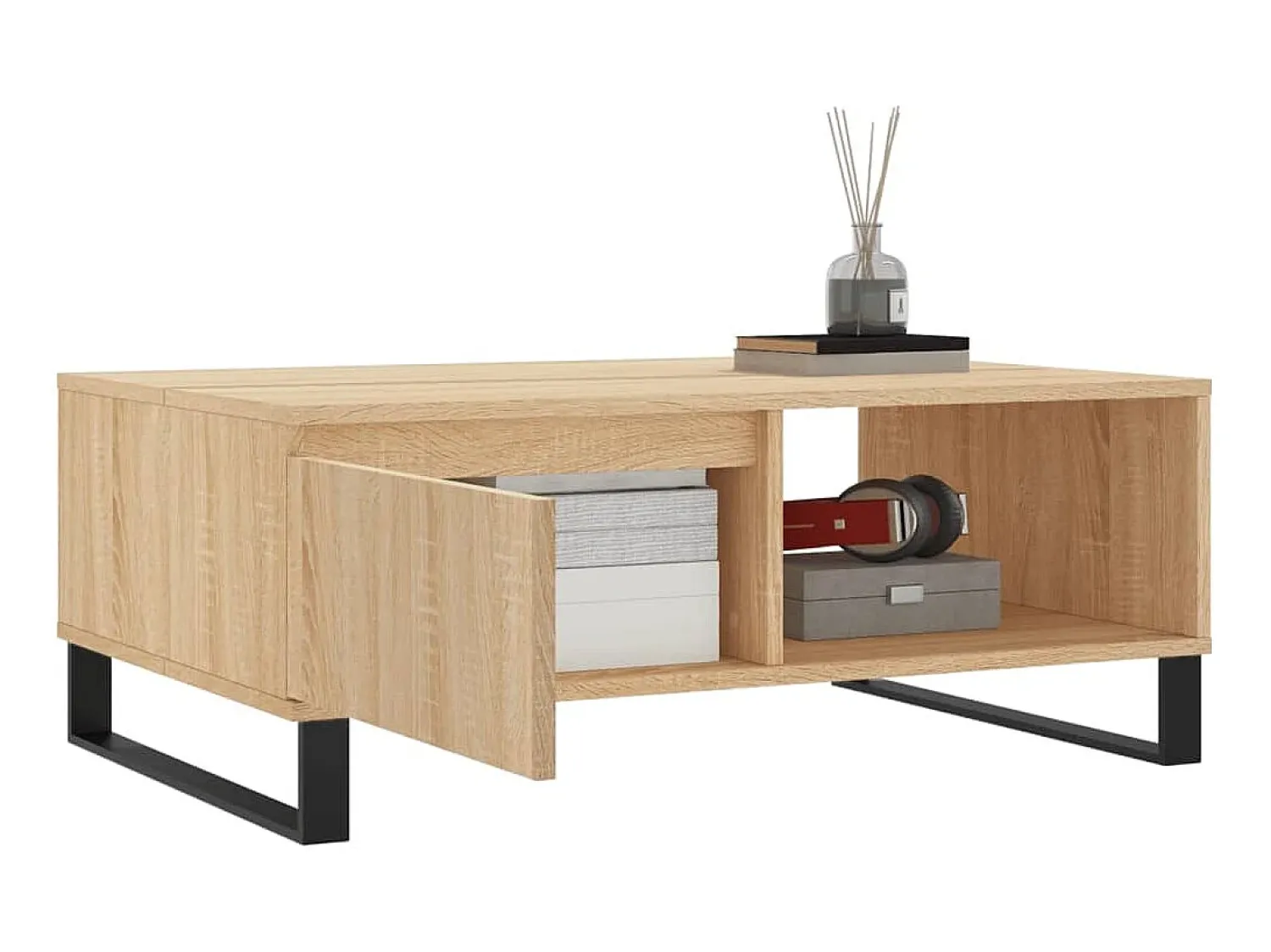 Mesa De Centro* Mesa de centro 90x60x35 cm derivados de madeira carvalho sonoma PT919771 Castanho