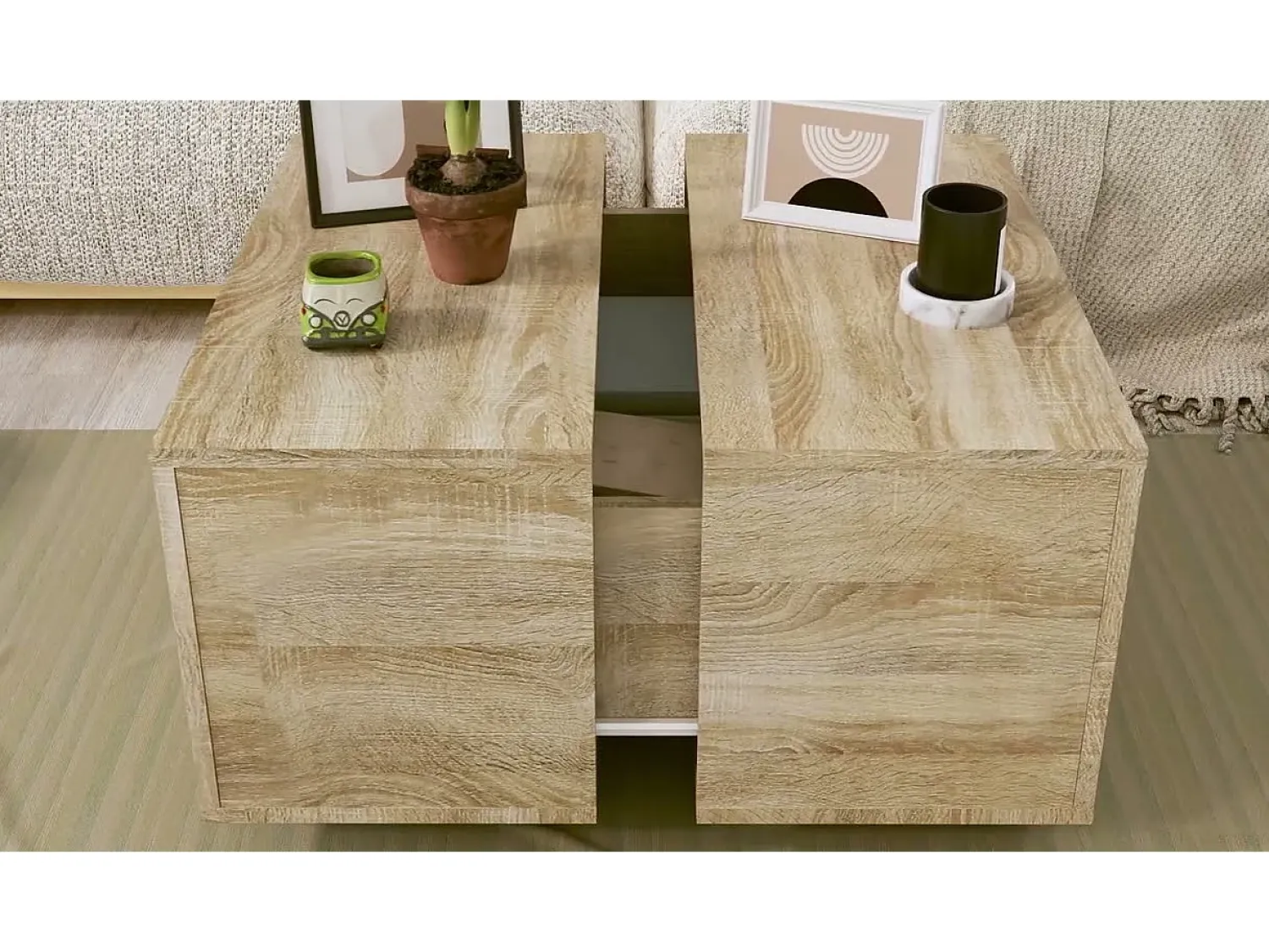 Mesa De Centro|vidaxl Mesa de centro 60x60x38 cm derivados de madeira carvalho sonoma Natural claro