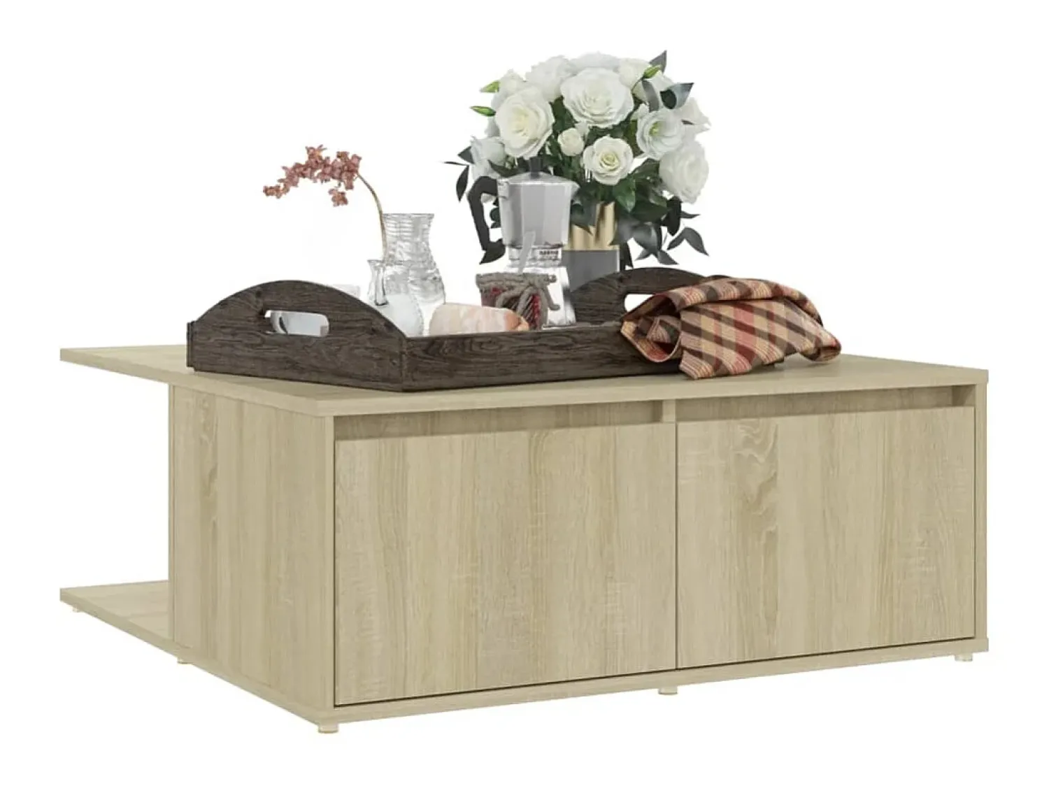 Mesa De Centro* Mesa de centro 80x80x31 cm derivados de madeira carvalho sonoma PT468208 Castanho
