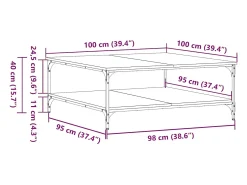 Discount vidaxl Mesa de centro 100x100x40 cm derivados de madeira Preto