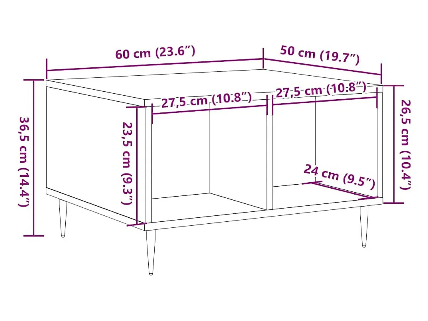 Online vidaxl Mesa de centro 60x50x36,5 cm derivados de madeira madeira velha Natural claro