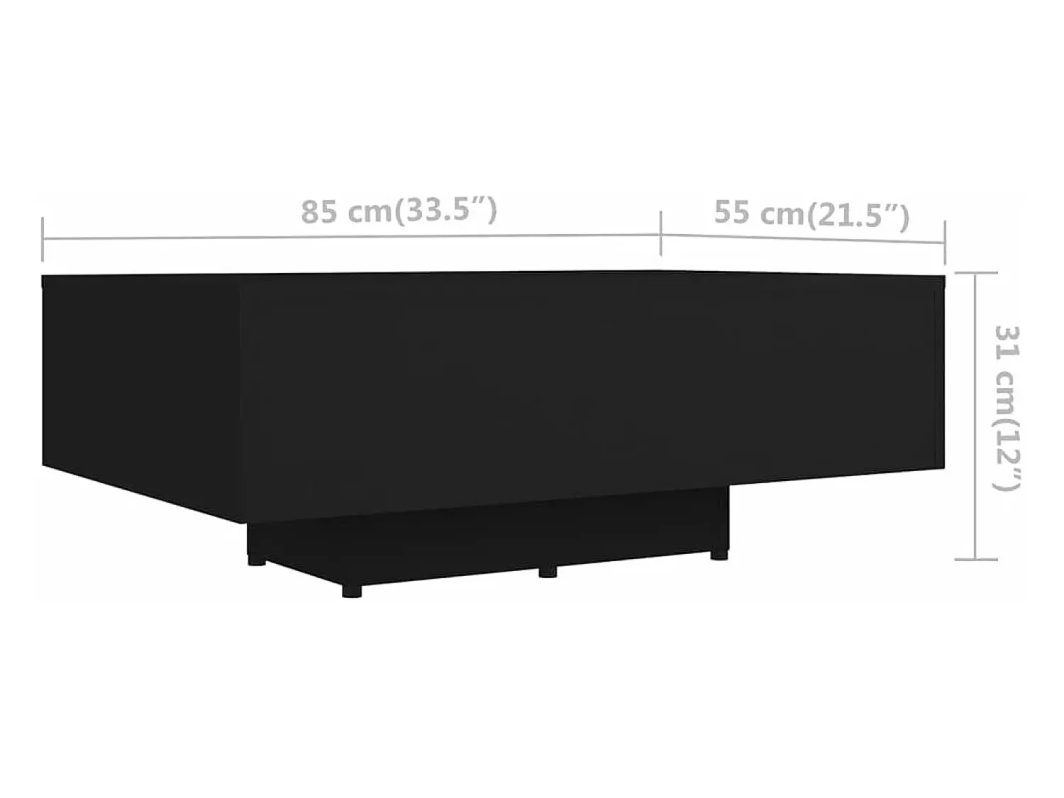 vidaxl Mesa de centro 85x55x31 cm derivados de madeira Preto