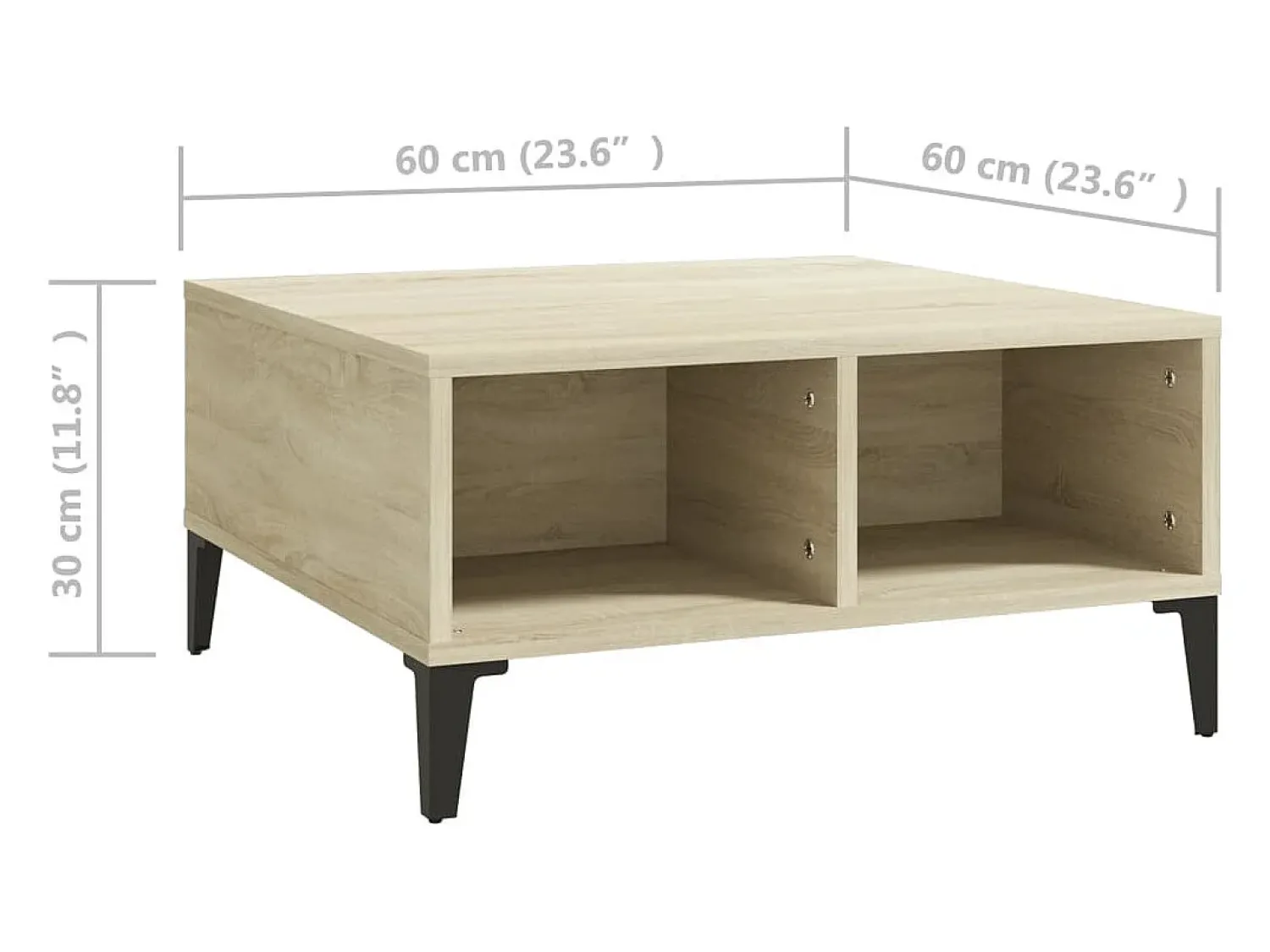 Mesa De Centro*vidaxl Mesa de centro 60x60x30 cm derivados de madeira carvalho sonoma Natural claro