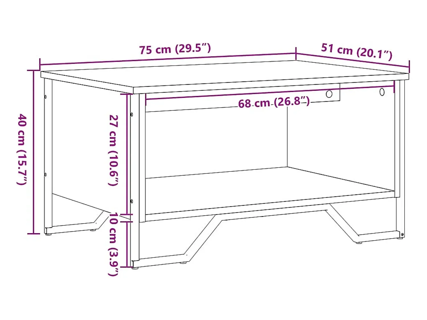 vidaxl Mesa de centro 75x51x40 cm derivados de madeira^ Mesa De Centro