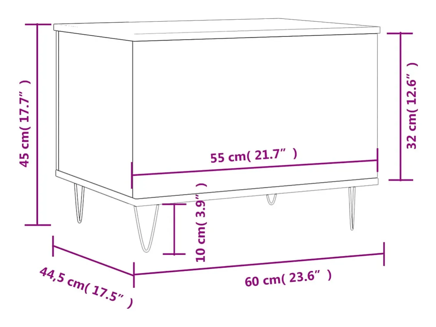 vidaxl Mesa de centro 60x44,5x45 cm derivados madeira carvalho sonoma^ Mesa De Centro
