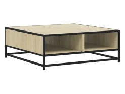 Mesa De Centro|vidaxl Mesa de centro 80x80x30 cm deriv. madeira/metal carvalho sonoma Natural claro