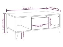 vidaxl Mesa de centro 90x50x36,5 cm derivados madeira carvalho sonoma^ Mesa De Centro