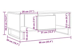 Mesa De Centro*vidaxl Mesa de centro 90x50x36,5 cm derivados de madeira madeira velha Natural claro