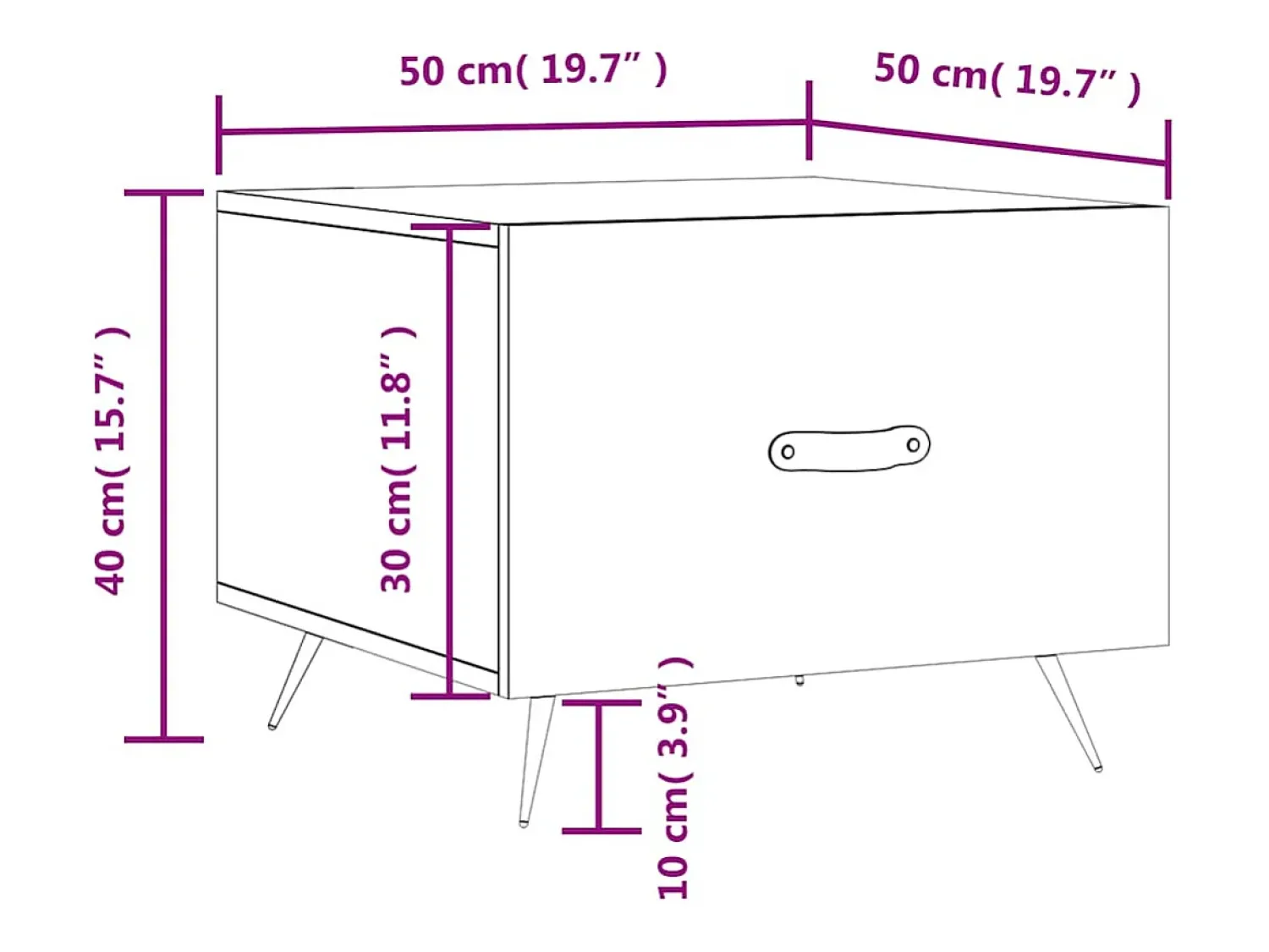 vidaxl Mesa de centro 50x50x40 cm derivados madeira sonoma cinza^ Mesa De Centro