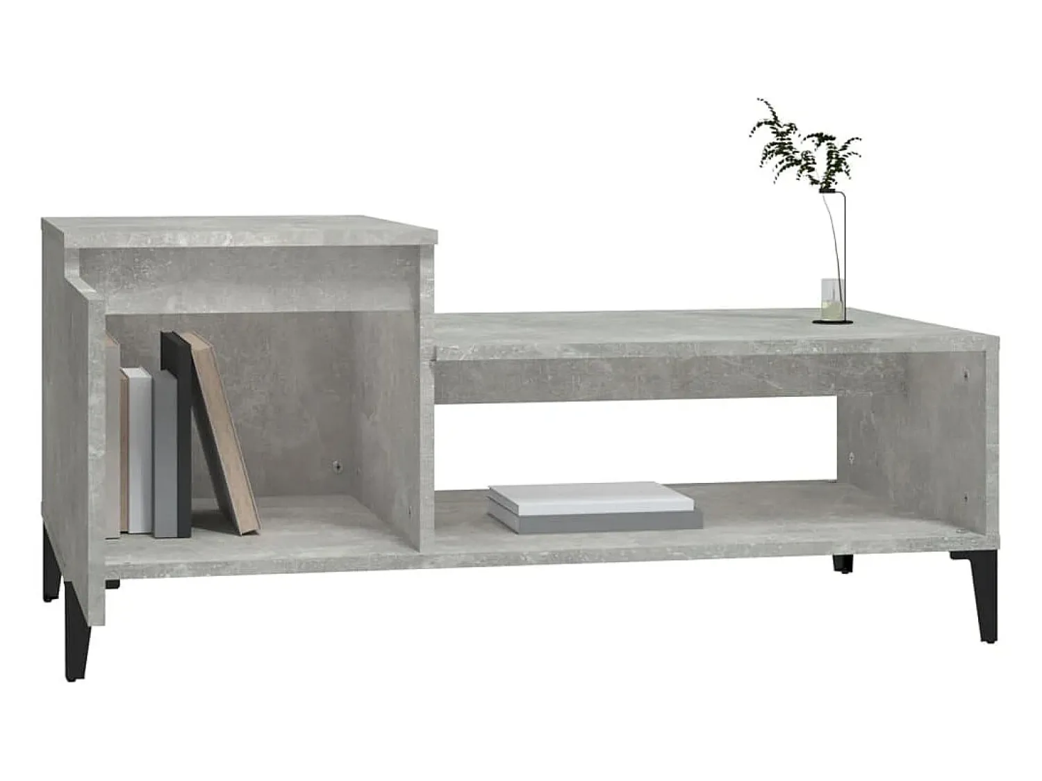 Mesa De Centro| Mesa de centro 100x50x45 cm derivados madeira cimento PT576902 Cinzento