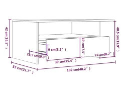 Mesa De Centro*vidaxl Mesa de centro 102x55x42 cm derivados de madeira Branco