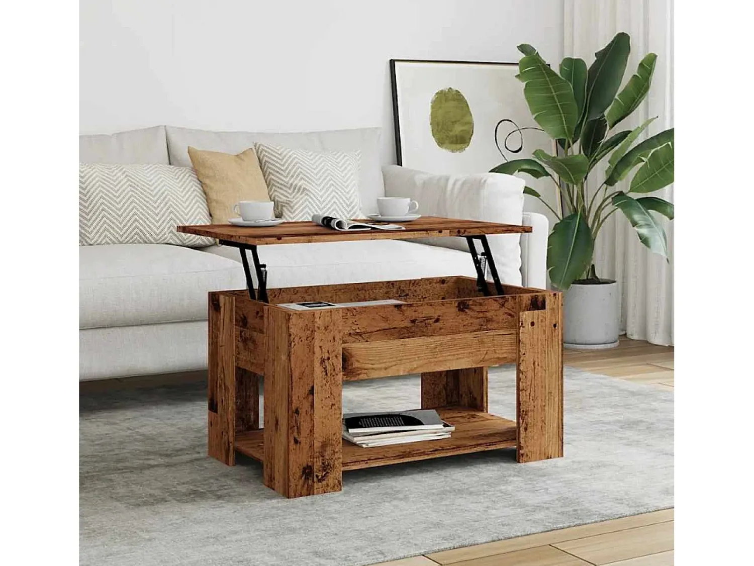 Hot vidaxl Mesa de centro 79x49x41 cm derivados madeira madeira velha Natural claro