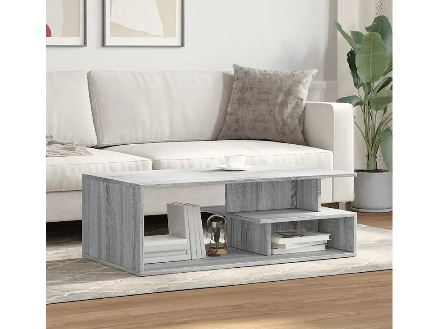Mesa De Centro| Mesa de centro 102x55x35 cm derivados madeira sonoma PT969506 Cinzento