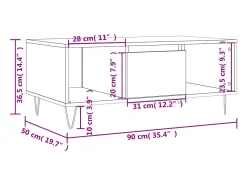 Mesa De Centro|vidaxl Mesa de centro 90x50x36,5 cm derivados madeira brilhante Branco