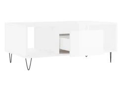 Mesa De Centro|vidaxl Mesa de centro 90x50x36,5 cm derivados madeira brilhante Branco