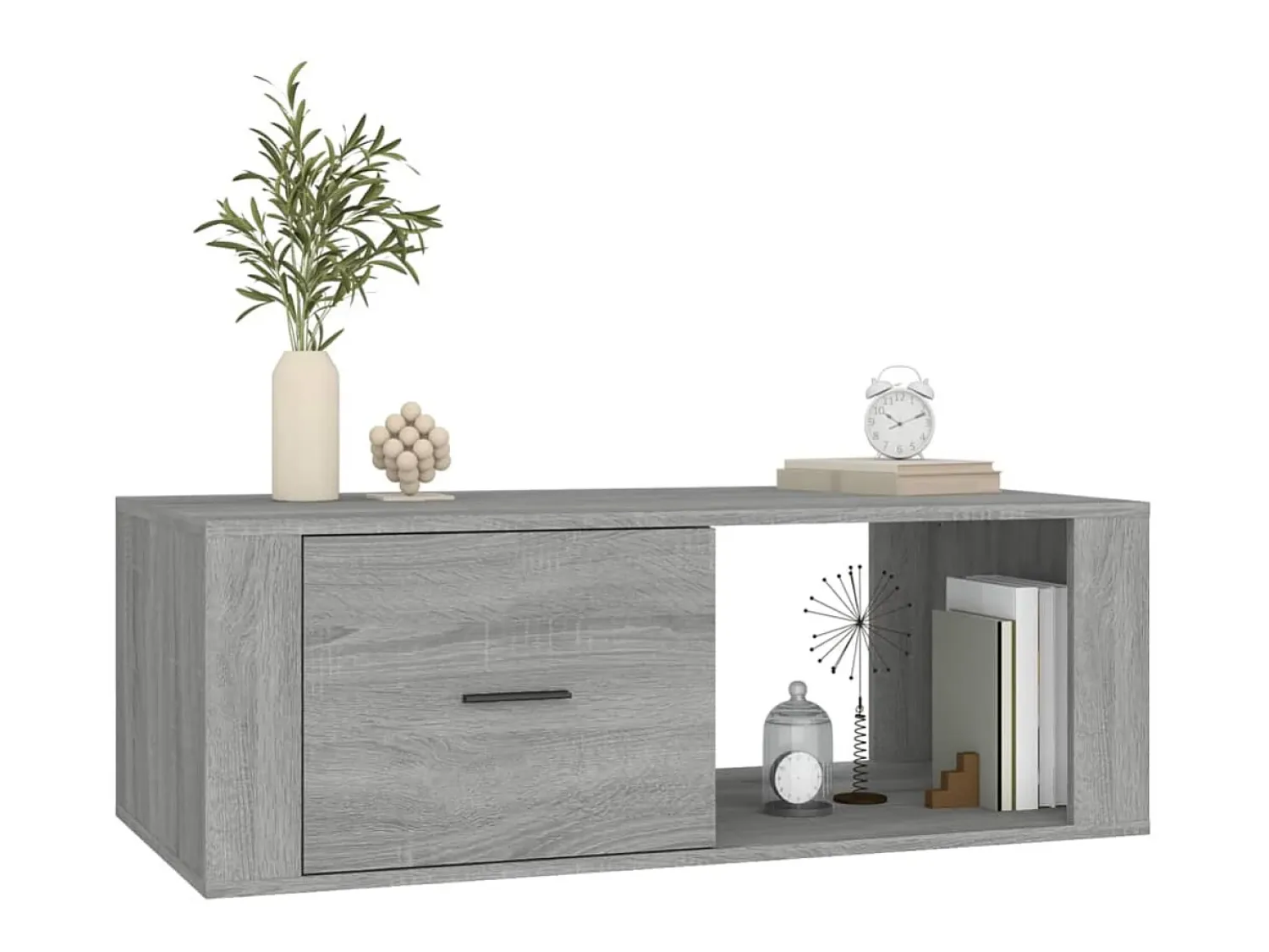 Mesa De Centro* Mesa de centro 100x50,5x35 cm derivados de madeira cinza sonoma PT136025 Cinzento