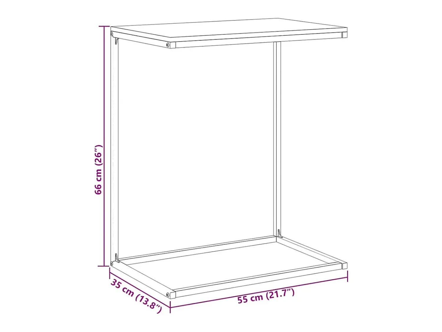 Mesa De Apoio|vidaxl Mesa de centro 55x35x66 cm derivados de madeira Preto