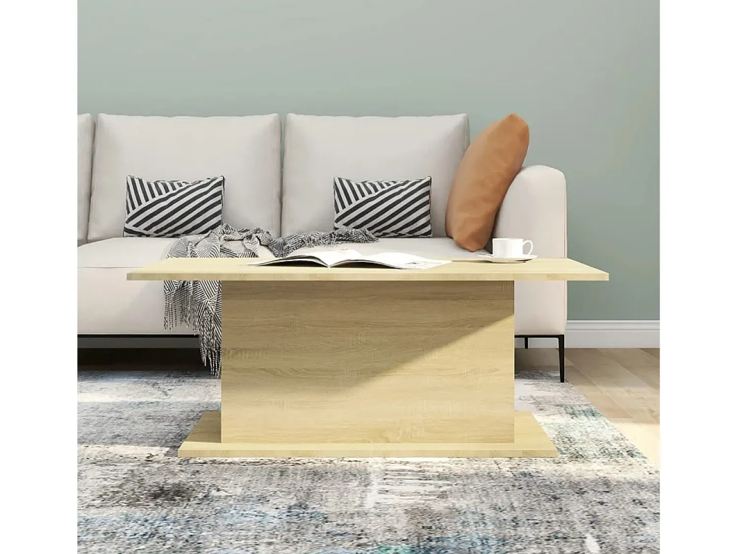 Online vidaxl Mesa de centro 102x55,5x40 cm derivados madeira carvalho sonoma Bege