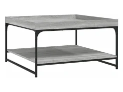 Mesa De Centro|vidaxl Mesa de centro 80x80x45 cm derivados madeira/ferro cinza sonoma Cinzento