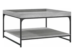 Mesa De Centro|vidaxl Mesa de centro 80x80x45 cm derivados madeira/ferro cinza sonoma Cinzento