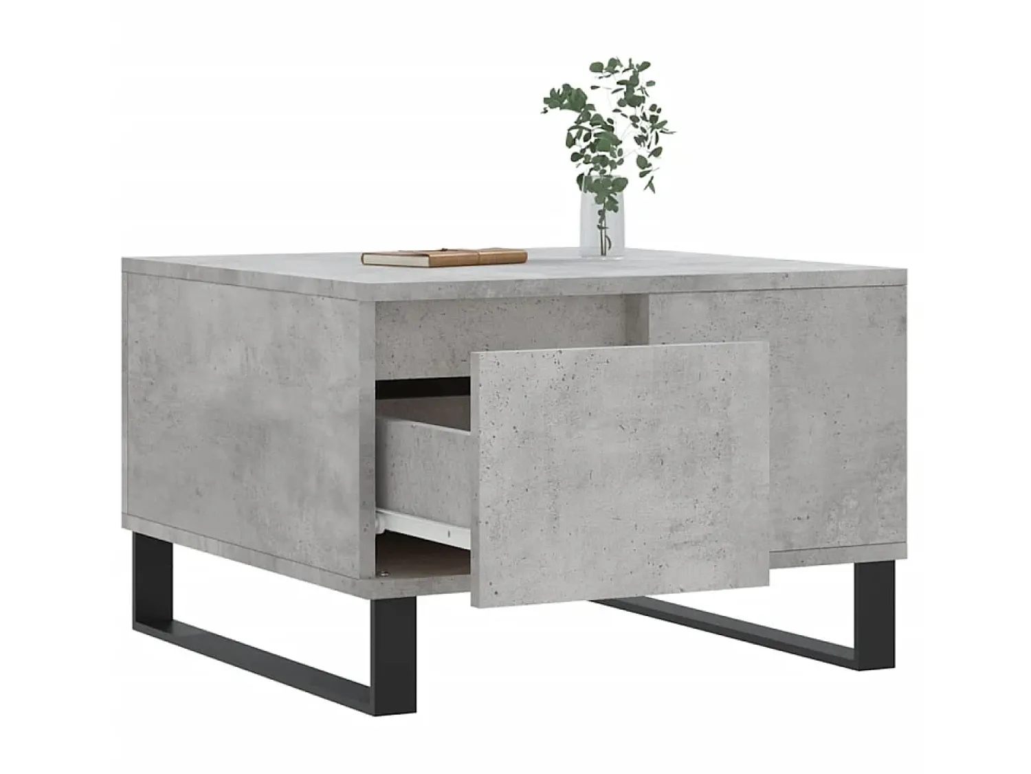 Mesa De Centro| Mesa de centro 55x55x36,5 cm derivados madeira cimento PT106769 Cinzento