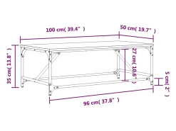 New vidaxl Mesa de centro 100x50x35 cm derivados madeira carvalho castanho Natural claro