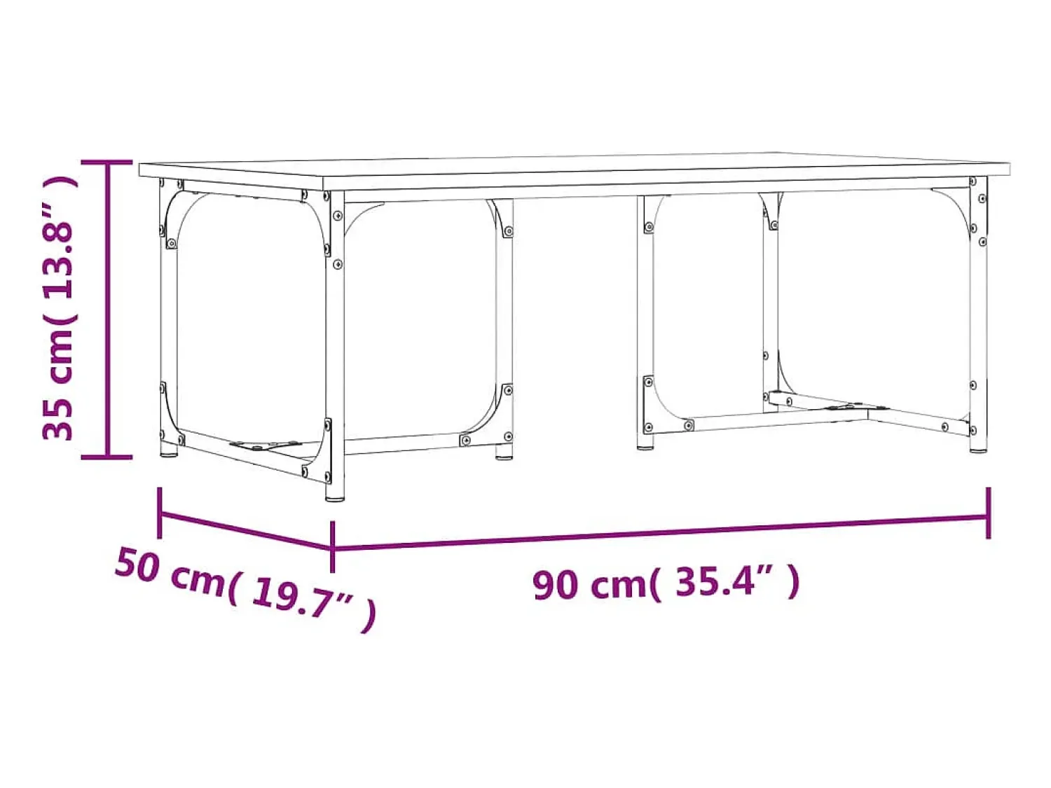 Mesa De Centro*vidaxl Mesa de centro 90x50x35 cm derivados madeira sonoma Cinzento