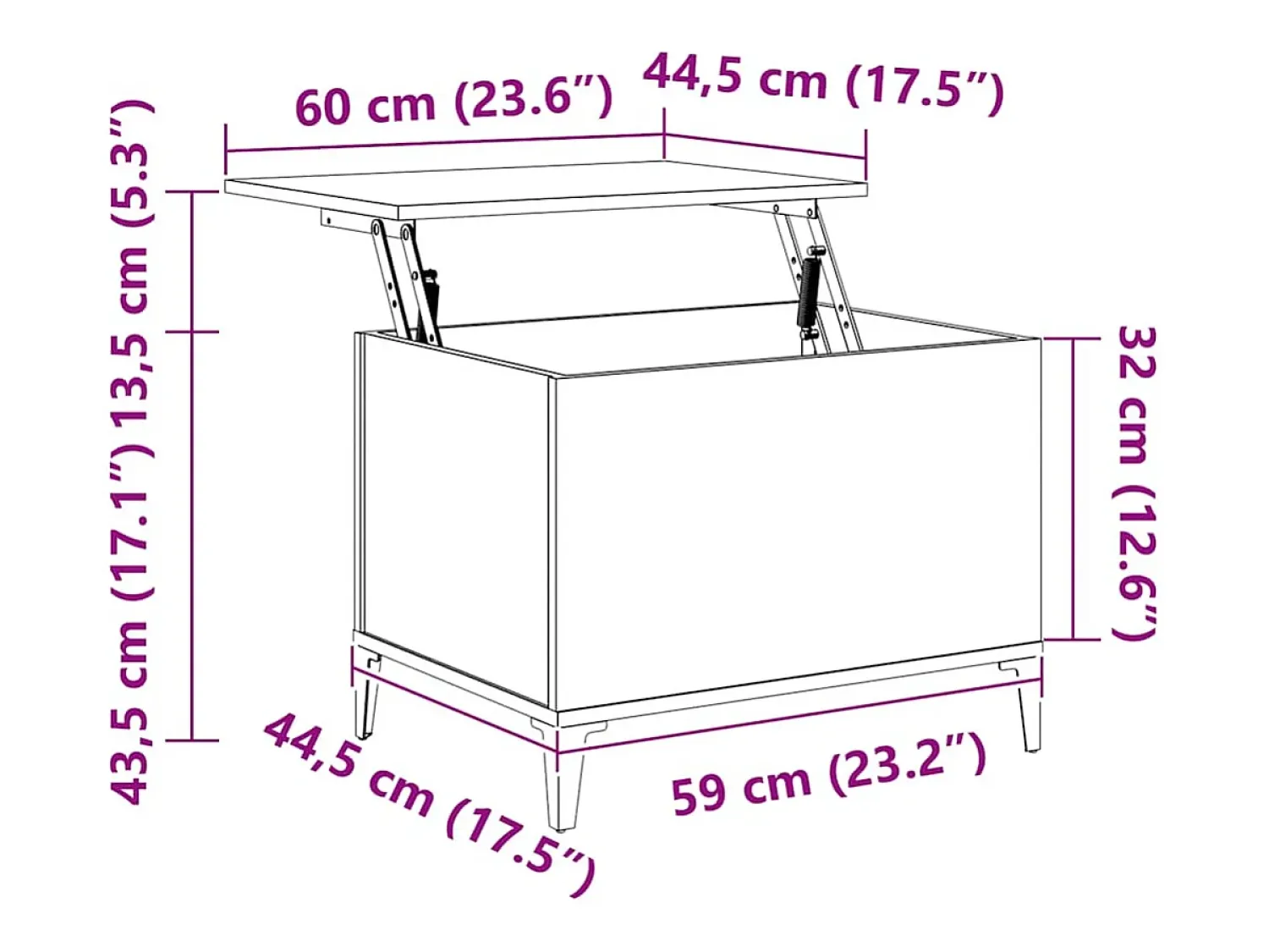 vidaxl Mesa de centro 60x44,5x45 cm derivados madeira carvalho sonoma^ Mesa De Centro