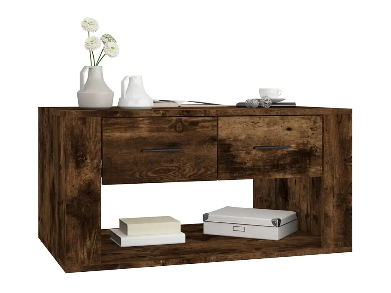 Mesa De Centro| Mesa de centro 80x50x40 cm derivados de madeira carvalho fumado PT673076 Castanho