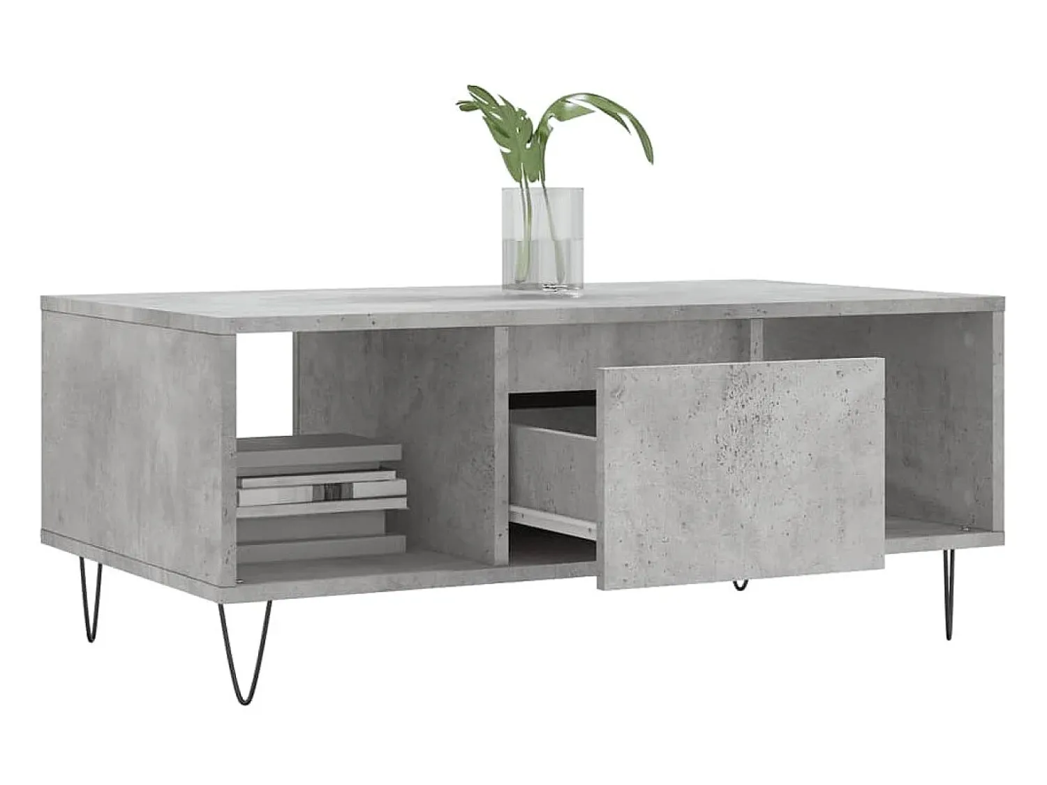 Clearance Mesa de centro 90x50x36,5 cm derivados madeira cimento PT386915 Cinzento
