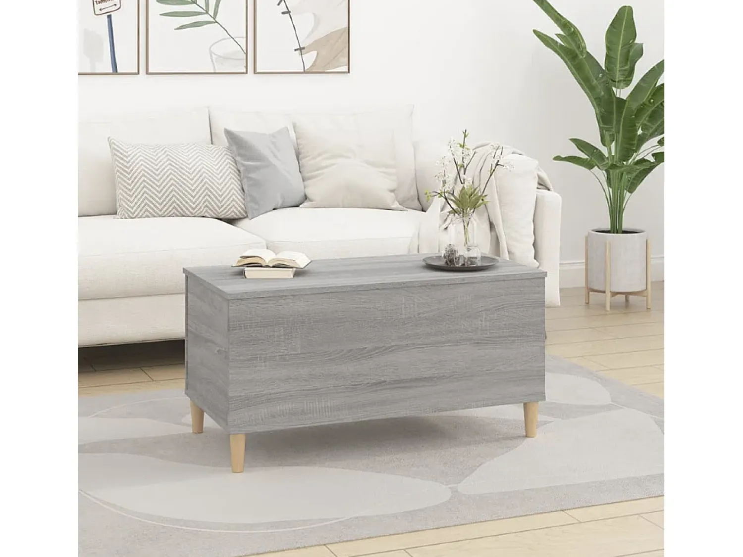 Mesa De Centro* Mesa de centro 90x44,5x45 cm derivados de madeira cinza sonoma PT418664 Cinzento