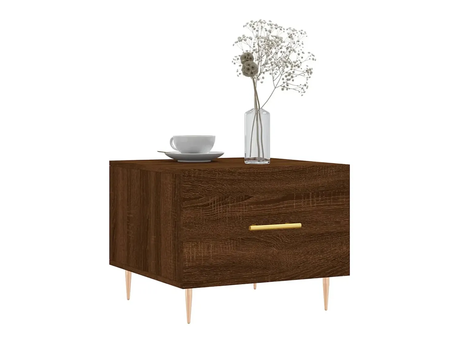 Mesa De Centro| Mesa de centro 50x50x40 cm derivados madeira carvalho PT214122 Castanho