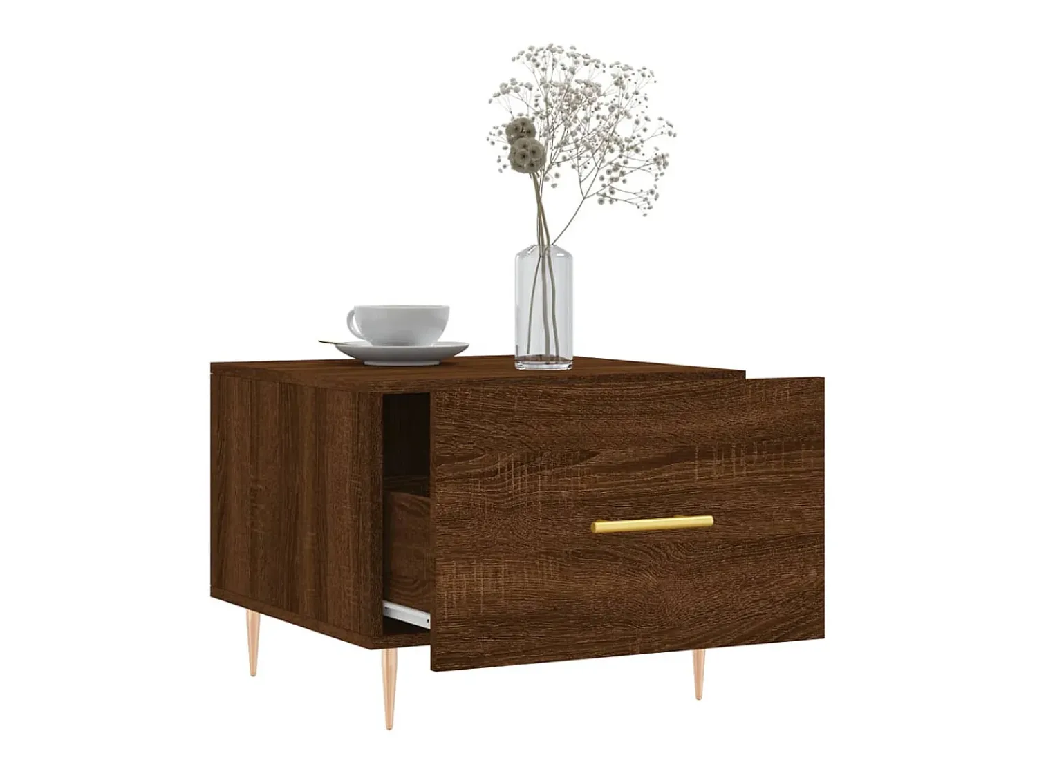 Mesa De Centro| Mesa de centro 50x50x40 cm derivados madeira carvalho PT214122 Castanho