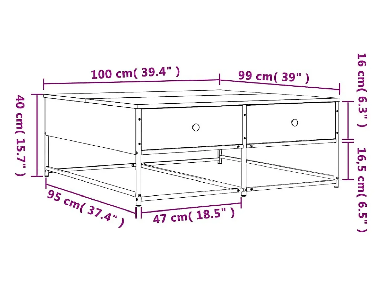 Mesa De Centro|vidaxl Mesa de centro 100x99x40 cm derivados madeira sonoma Cinzento