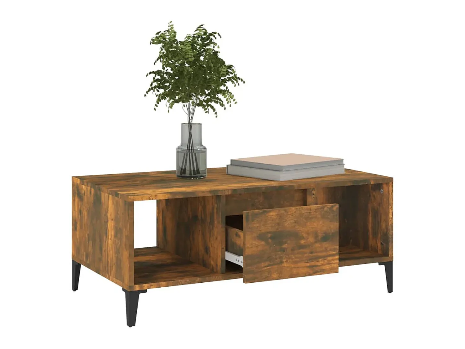 Mesa De Centro| Mesa de centro 90x50x36,5 cm derivados madeira carvalho fumado PT642996 Castanho