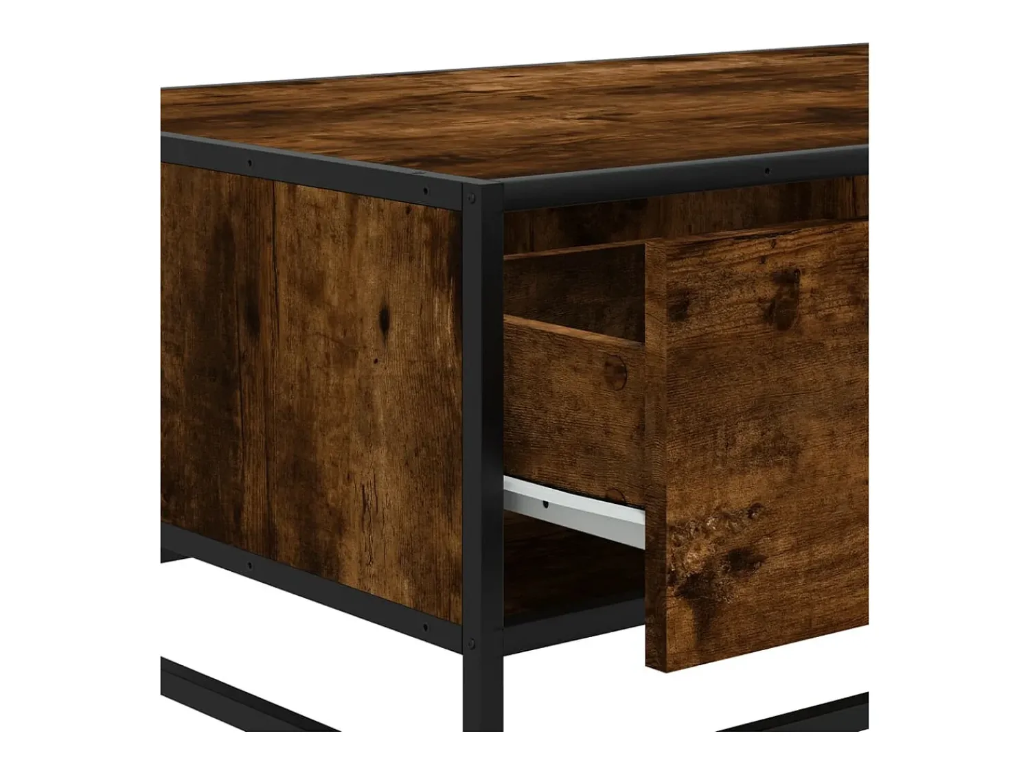 vidaxl Mesa de centro 90x57x35 cm deriv. madeira/metal carvalho fumado^ Mesa De Centro