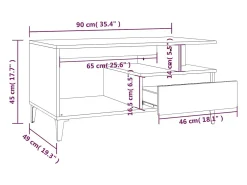 Discount vidaxl Mesa de centro 90x49x45 cm derivados de madeira Branco