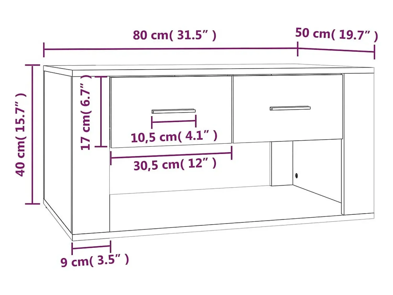 Mesa De Centro|vidaxl Mesa de centro 80x50x40 cm derivados de madeira carvalho fumado Natural claro