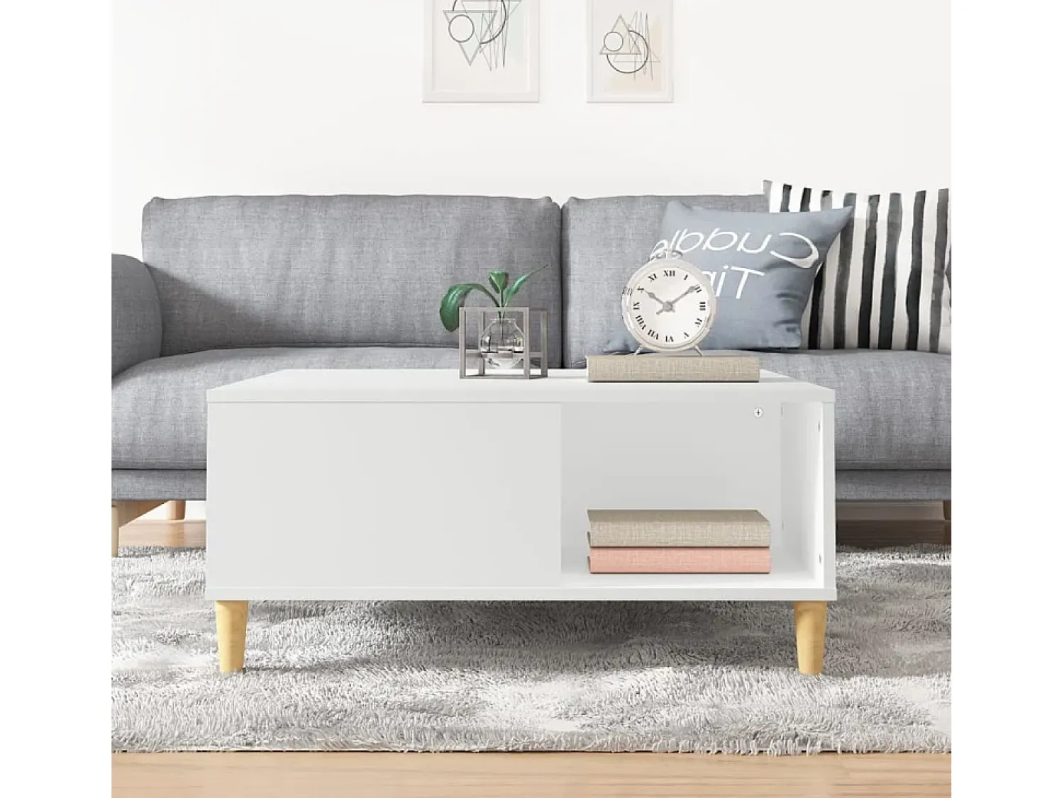 Mesa De Centro| Mesa de centro 80x80x36,5 cm derivados de madeira PT358850 Branco