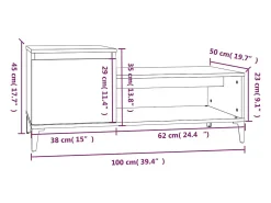 Mesa De Centro*vidaxl Mesa de centro 100x50x45 cm derivados madeira cimento Cinzento