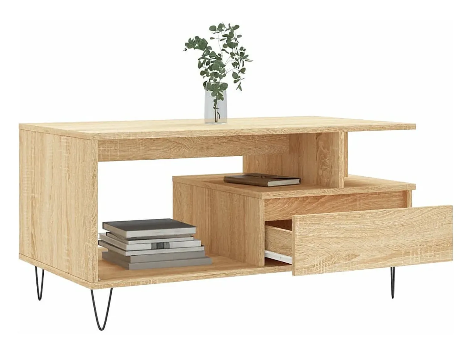 Discount vidaxl Mesa de centro 90x49x45 cm derivados de madeira carvalho sonoma Natural claro