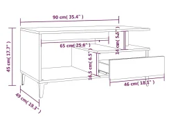 Mesa De Centro|vidaxl Mesa de centro 90x49x45 cm derivados madeira carvalho fumado Natural claro