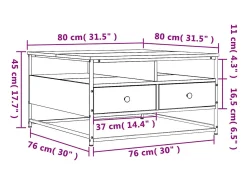 vidaxl Mesa de centro 80x80x45 cm derivados de madeira carvalho fumado^ Mesa De Centro