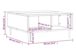 Mesa De Centro|vidaxl Mesa de centro 60x60x30 cm derivados madeira brilhante Branco