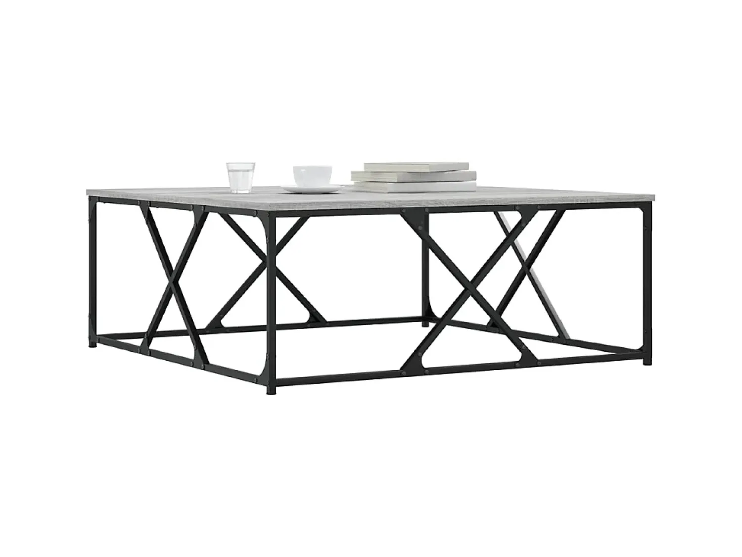 Mesa De Centro| Mesa de centro 100x100x40 cm derivados de madeira cinza sonoma PT190232 Cinzento
