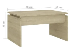 vidaxl Mesa de centro 68x50x38 cm derivados de madeira carvalho sonoma Natural claro