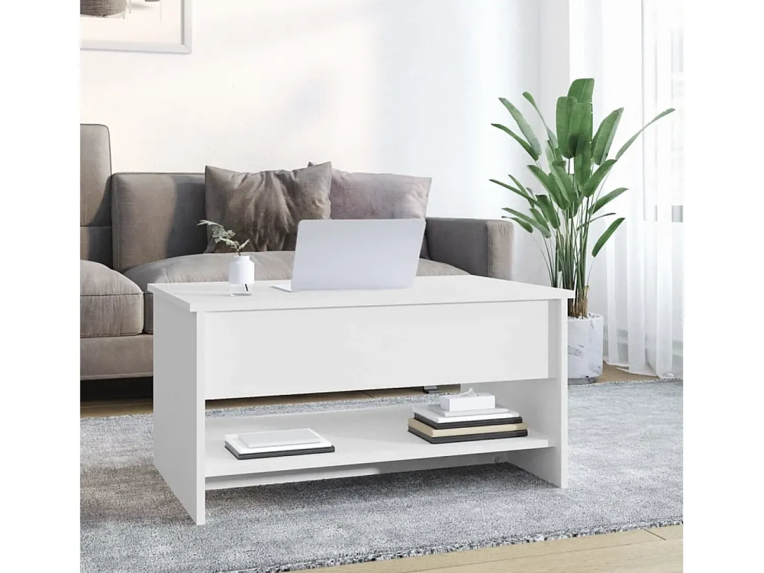 Mesa De Centro| Mesa de centro 80x50x40 cm derivados de madeira PT303223 Branco