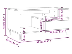 Online vidaxl Mesa de centro 90x49x45 cm derivados madeira carvalho fumado Natural claro