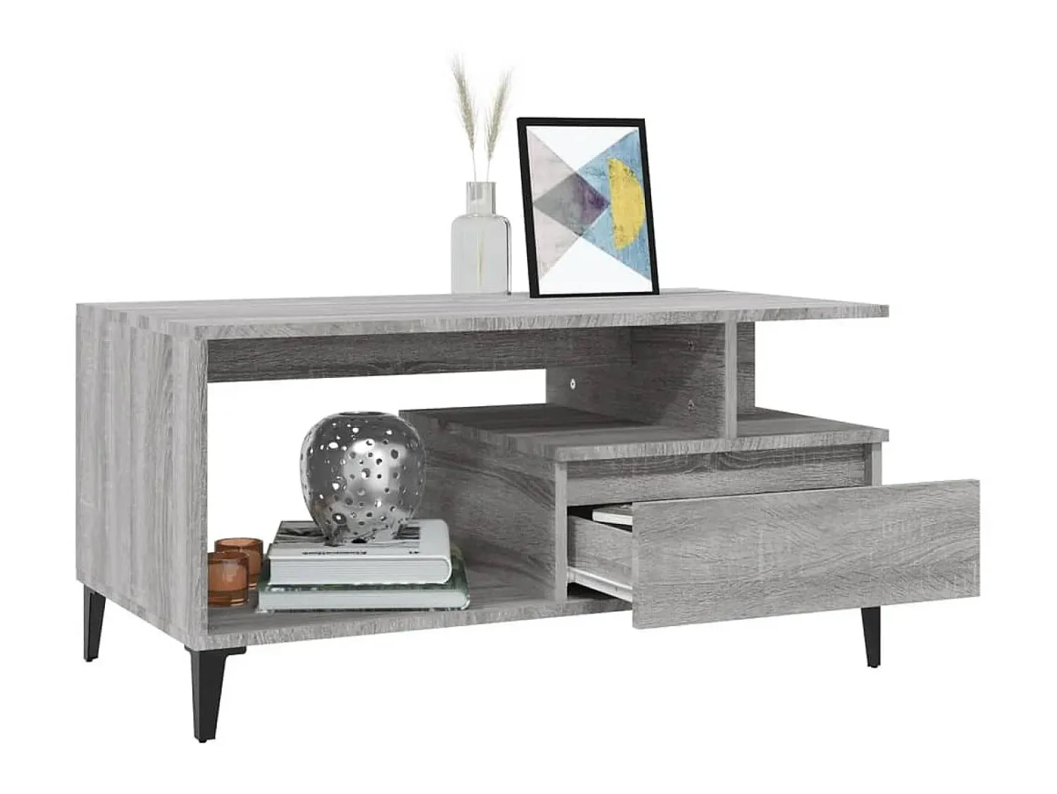 Mesa De Centro* Mesa de centro 90x49x45 cm derivados de madeira sonoma PT220632 Cinzento